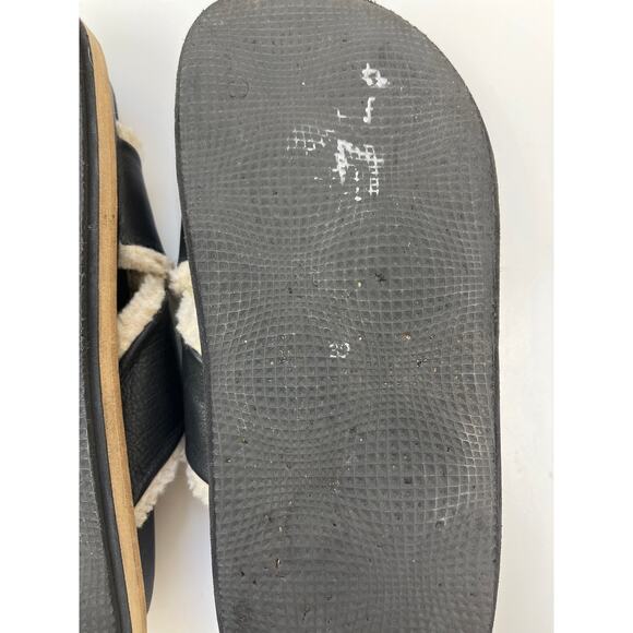 ALOHAS Marshmallow Black Leather Shearling Sling-Back Criss-Cross Sandal 39/US8 - Picture 7 of 12